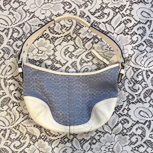Coach Soho Mini Signature Hobo Blue and White 6351